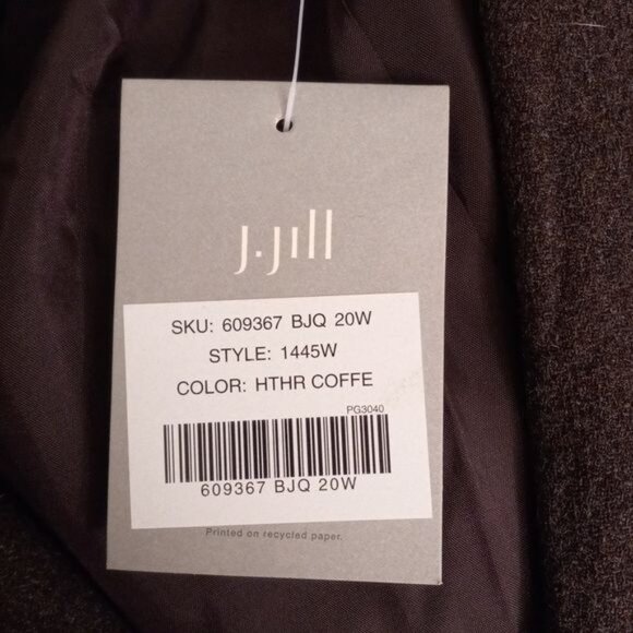 J Jill 20W Blazer Jacket Lined Snap Closure Wool Blend Oversized Brown Heather - Picture 12 of 12